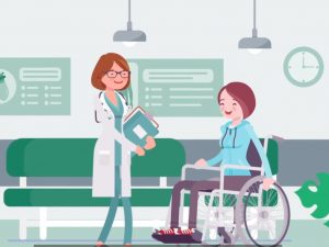 Access Able NHS Doctor with patient in wheelchair
